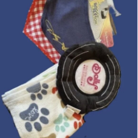 Doggy Parton Dog Bandana in size Lg/XL!  includes Dolly toy and a Pawsome towel - Picture 2 of 3
